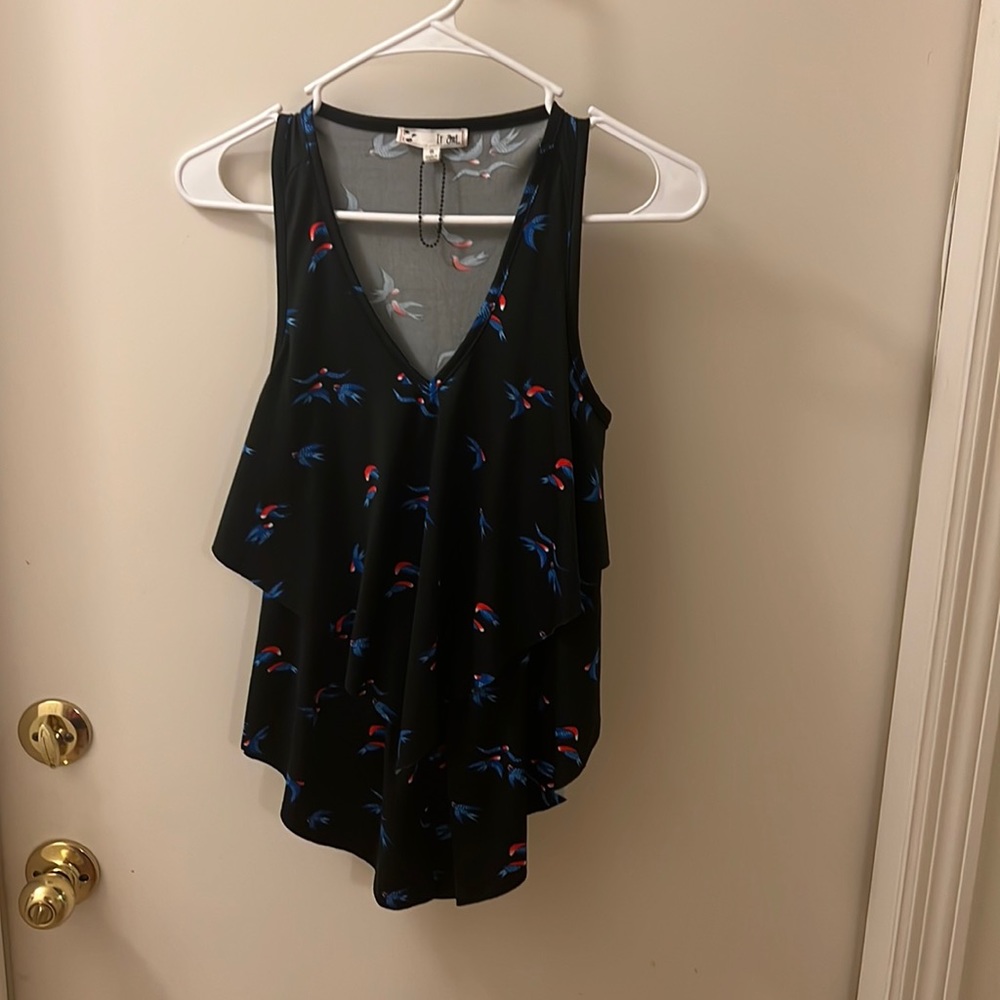 Black blouse with birds